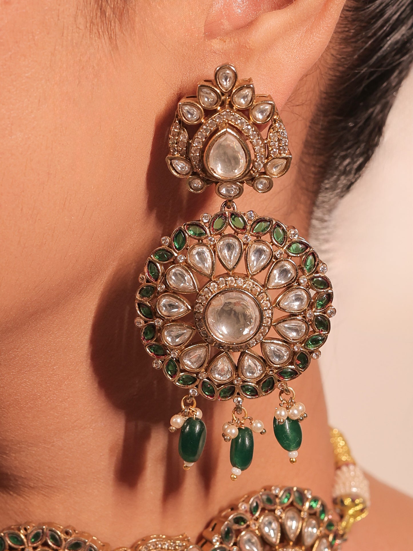 Rimsha Green Kundan Polki Choker Set
