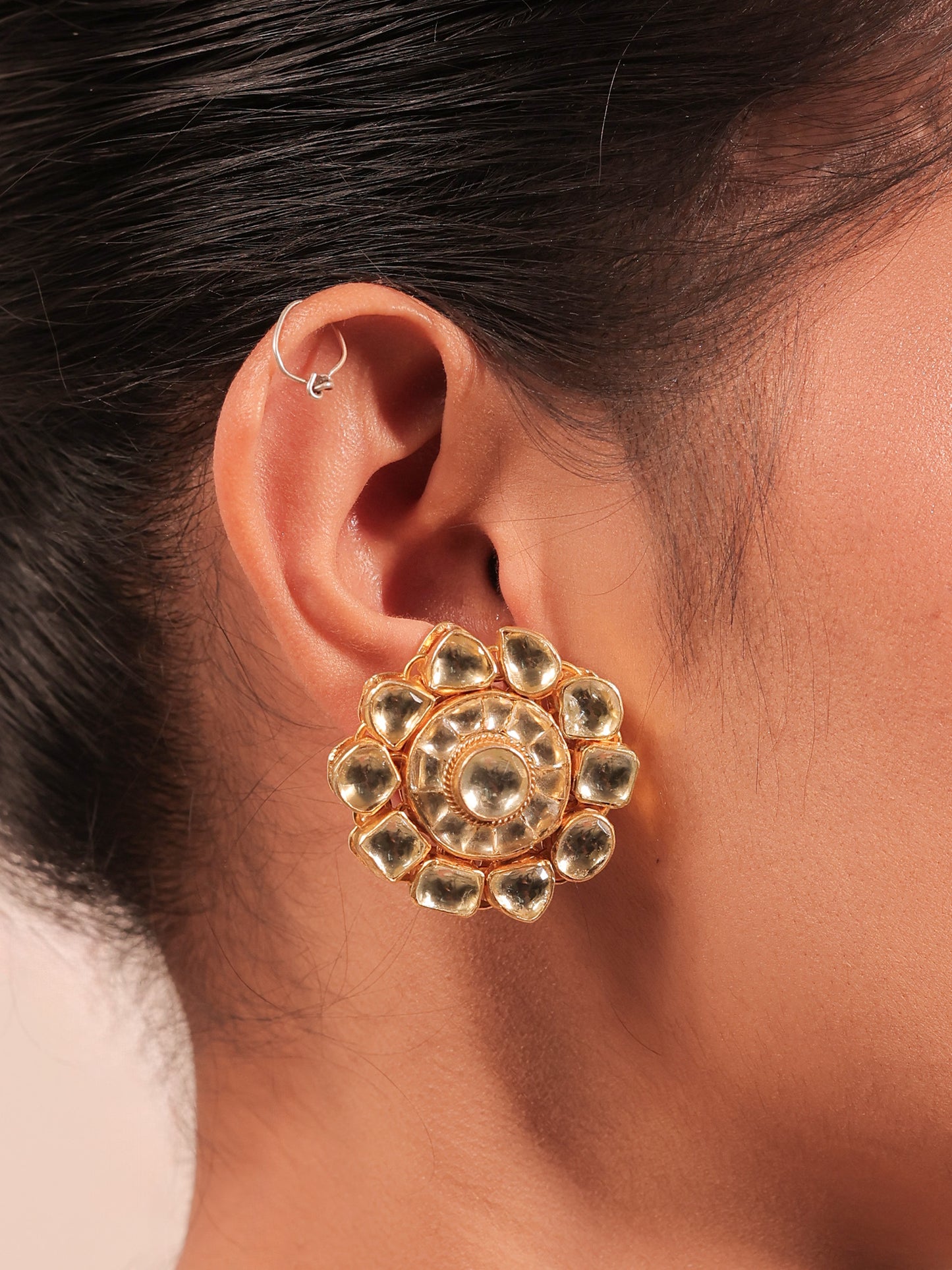 Aamira Golden Coloured Pachi Kundan Long Necklace Set