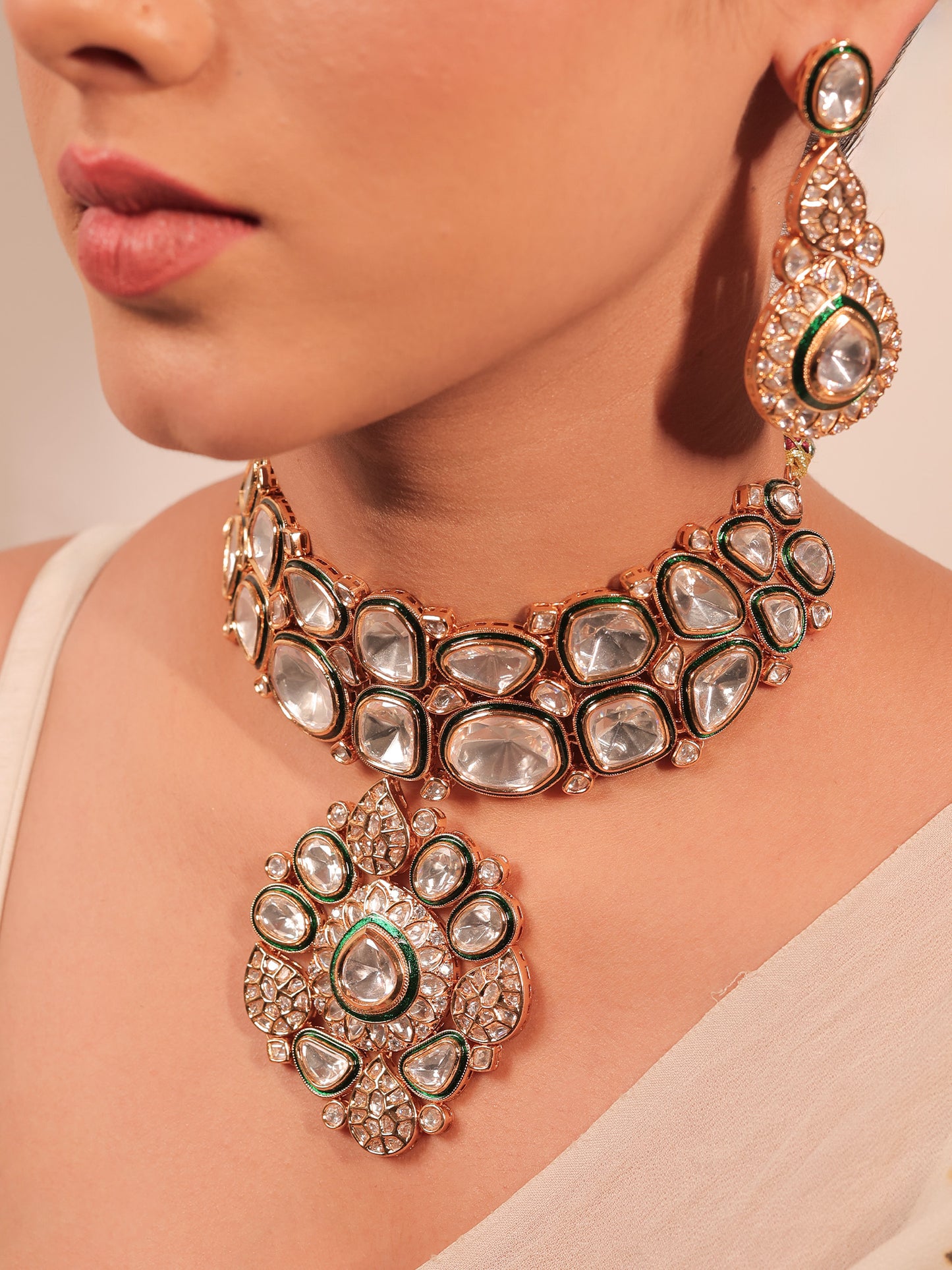 Sharda Ruby Kundan Necklace Set