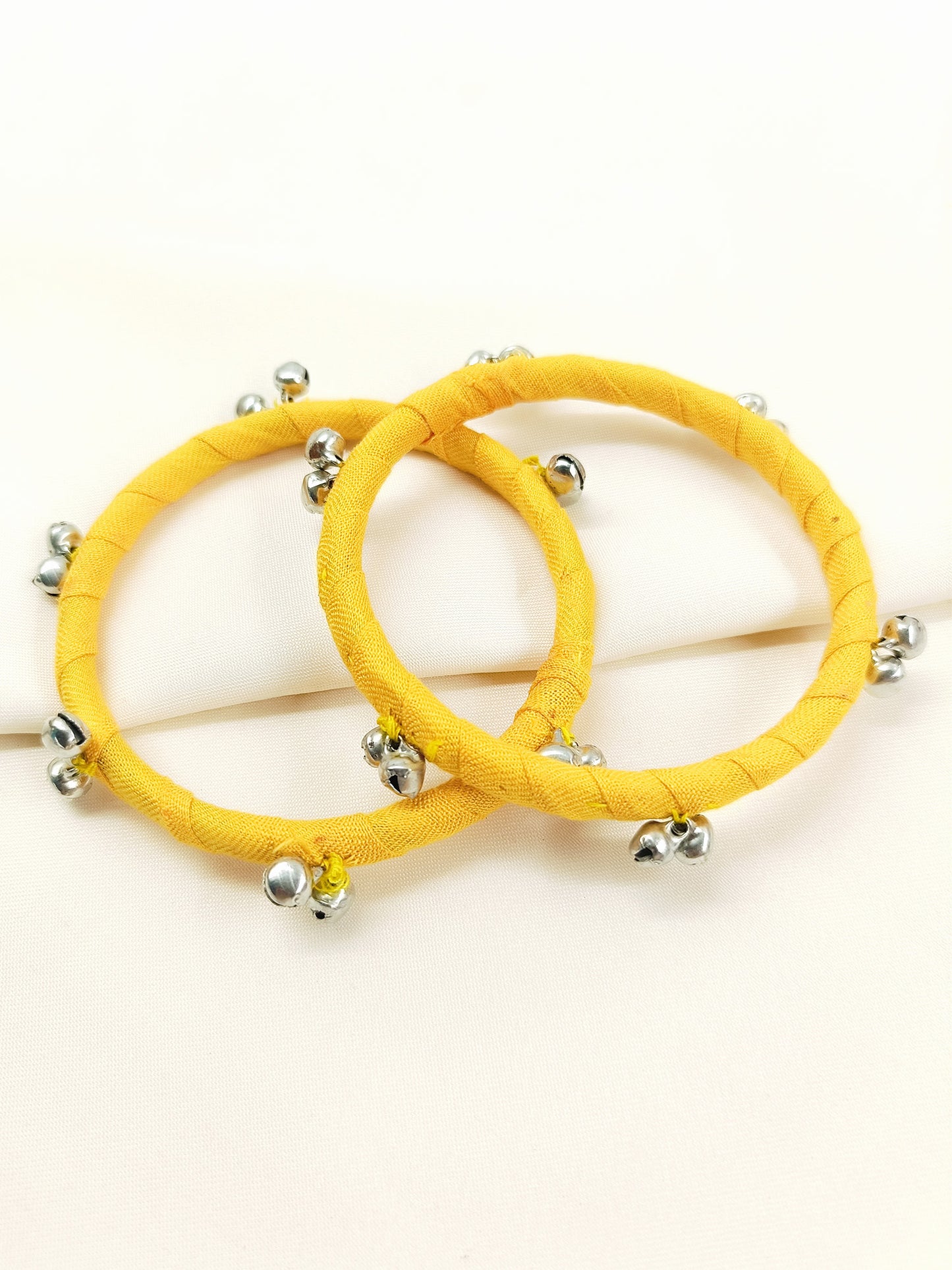 Raza Yellow Fabric Bangles with Ghungroo