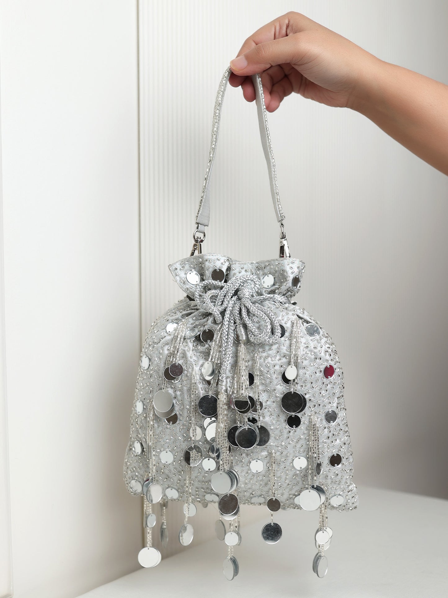 Agnes Silver Potli Bag