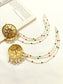 Triguni Multi Colour Jadau Earrings With Side Chain