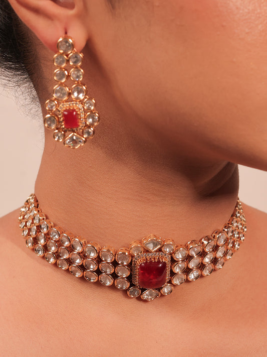 Zada Red Kundan Choker Set