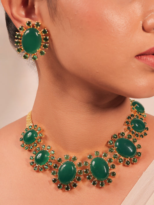 Aurora Green Natural Stone Necklace Set
