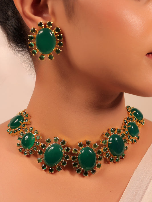 Aurora Green Natural Stone Necklace Set
