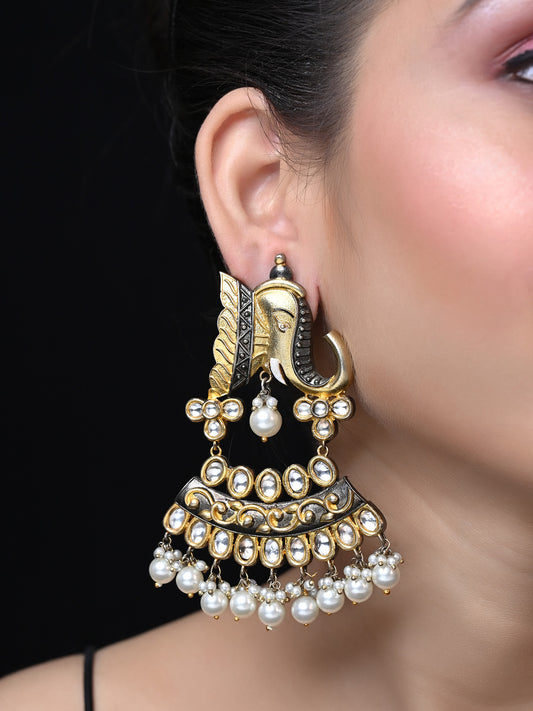 Kamalika Elephant Kundan Earrings