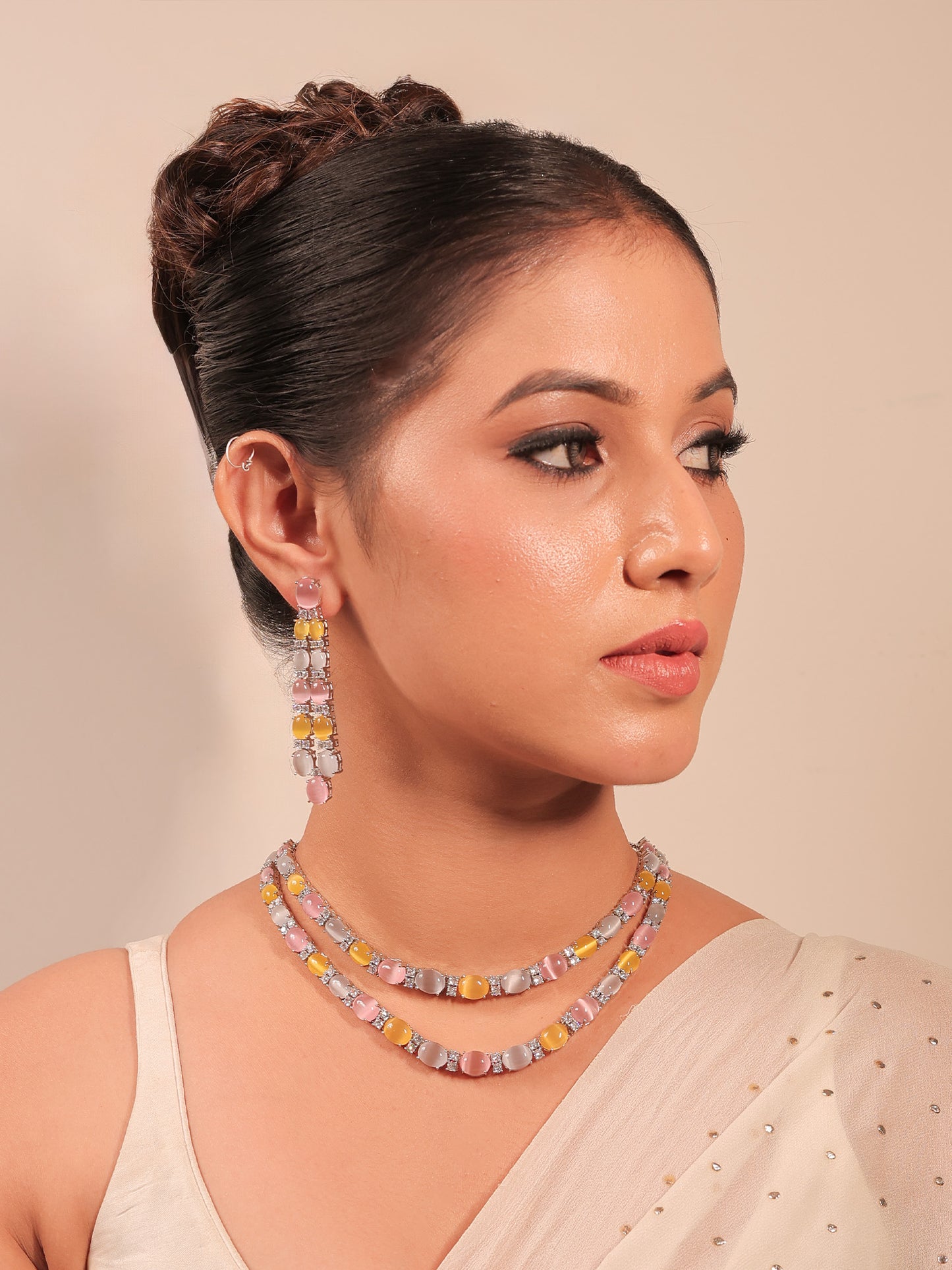Kria Multi Colour Double Layered American Diamond Set