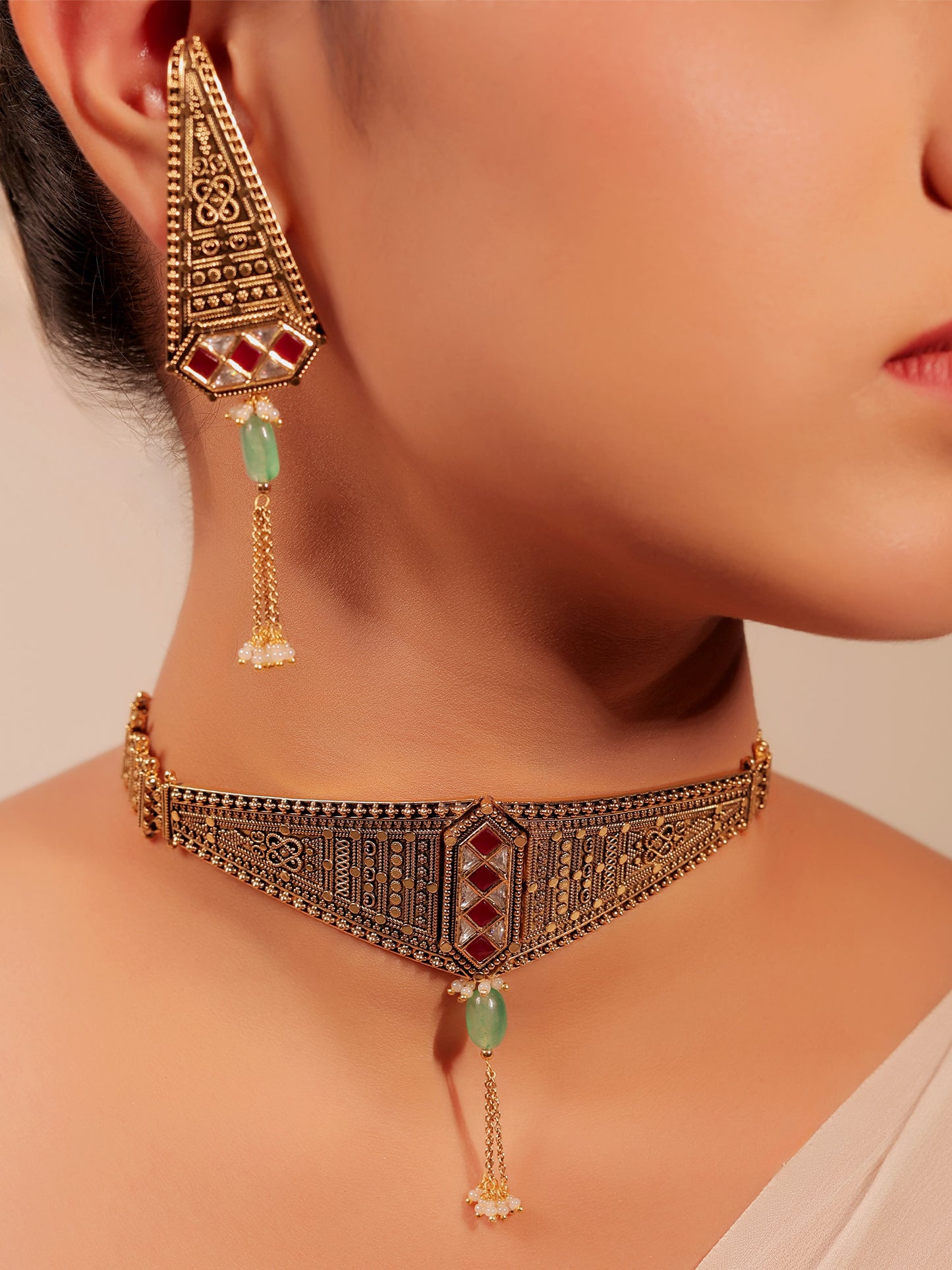 Kavisha Majenta Antique Choker Set