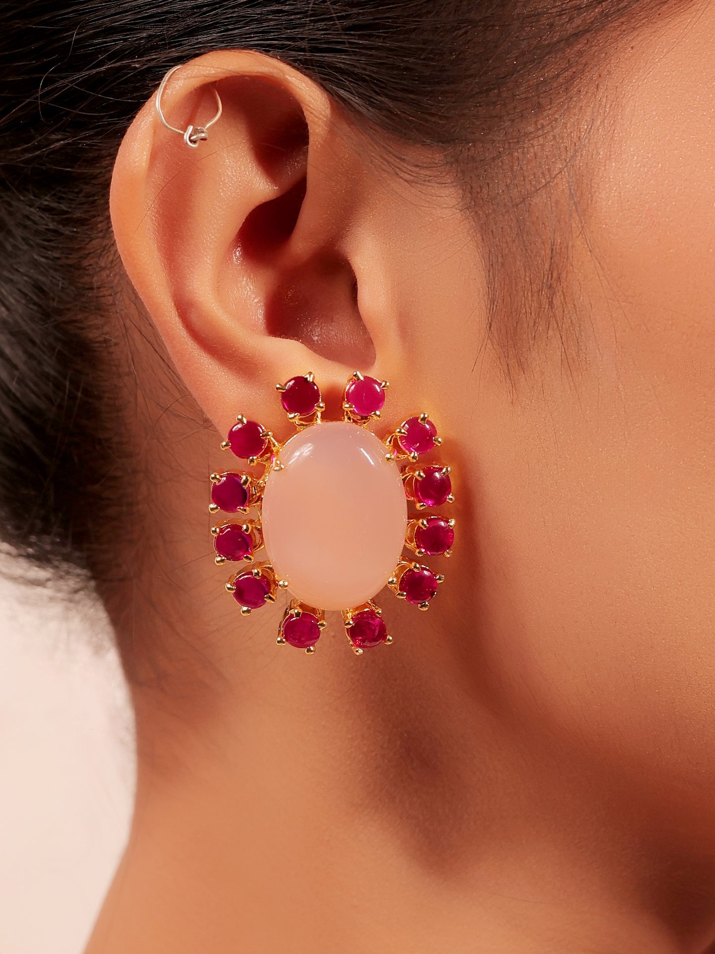 Edana Ruby & Baby Pink Natural Stone Necklace Set