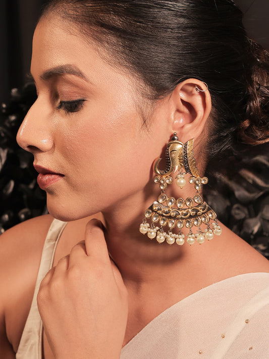 Kamalika Elephant Kundan Earrings