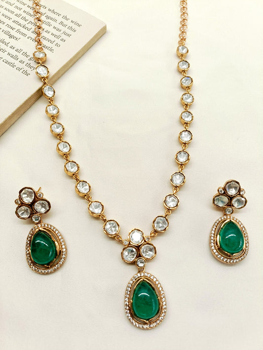 Chaya Emerald Kundan Necklace Set