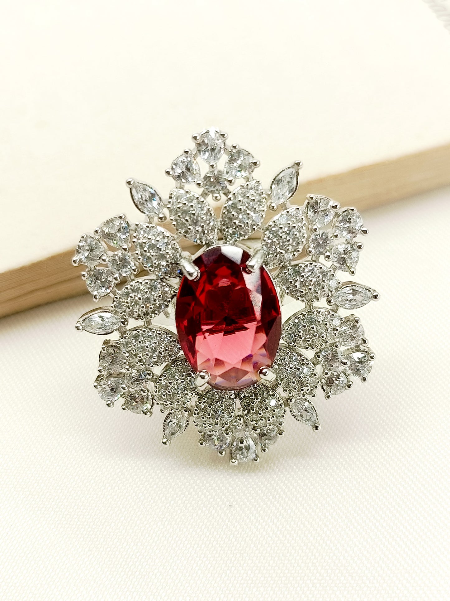 Koyal Maroon American Diamond Finger Ring