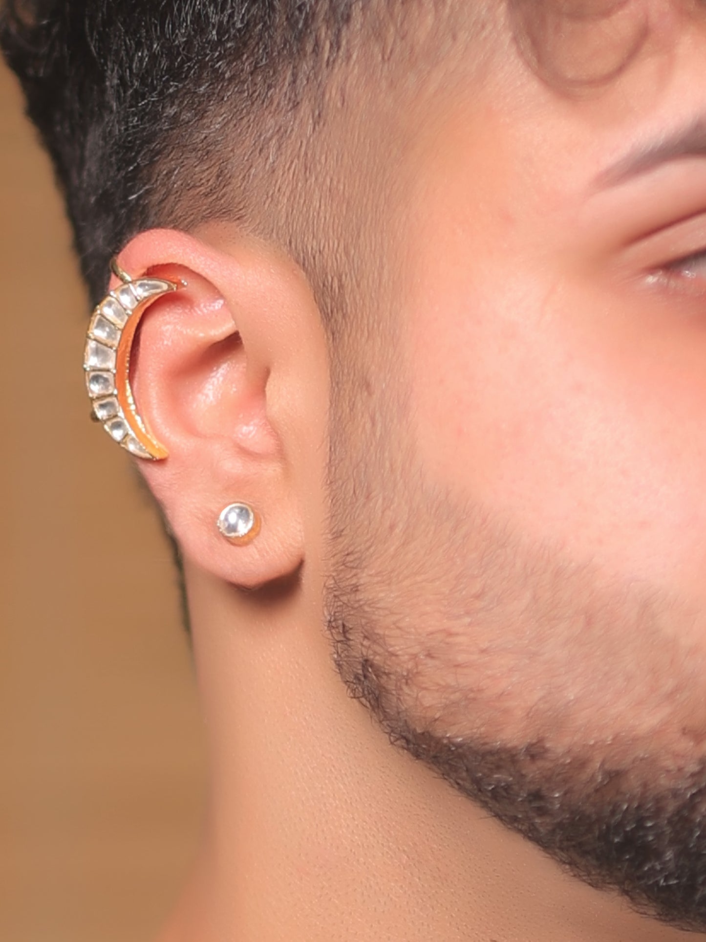 Siddh White Men's Earcuff With Stud