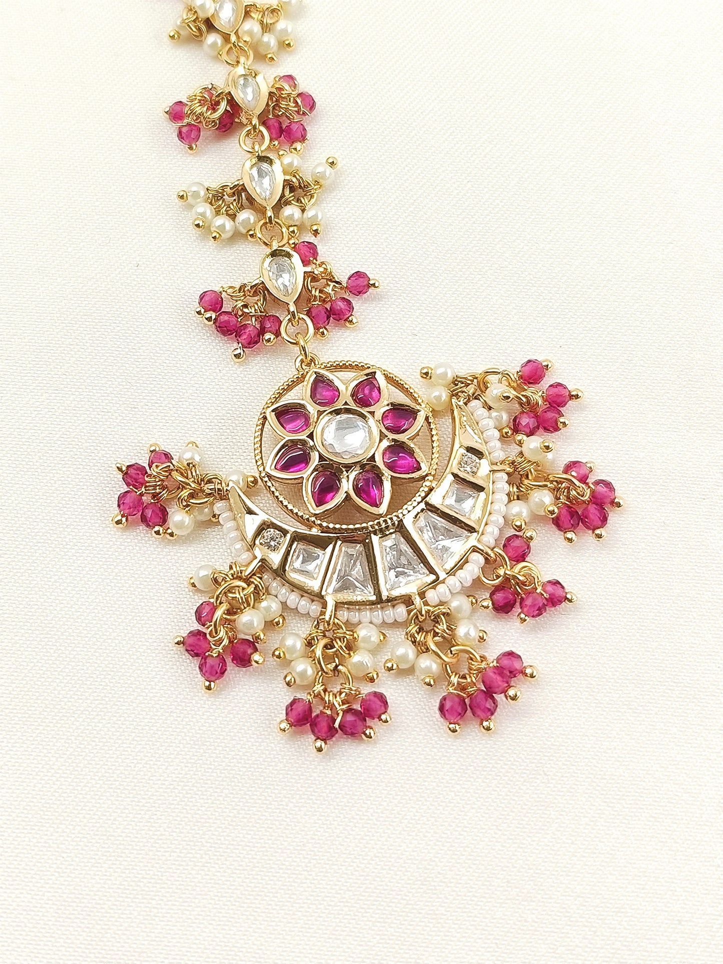 Ronika Gold Plated Rose Pink Kundan Teeka