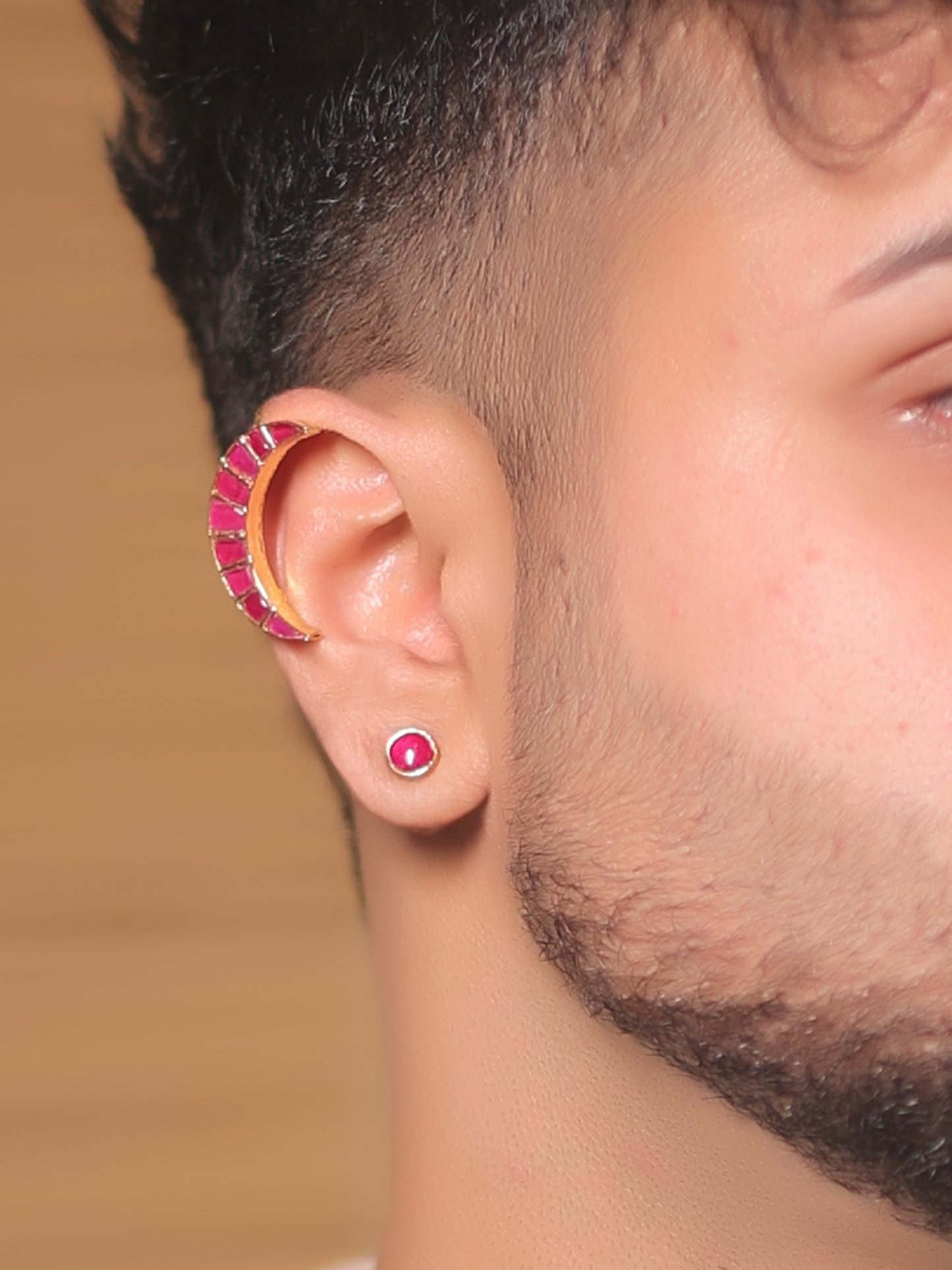Malhar Ruby Men's Earcuff With Stud