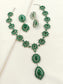 Aatifa Green Emerald And American Diamond Necklace Set With Beautiful Finger Ring