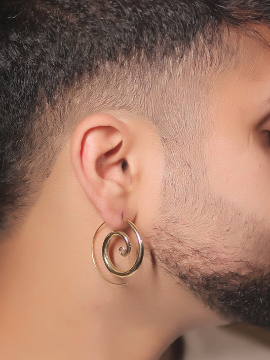 Riz Golden Men's Earrings