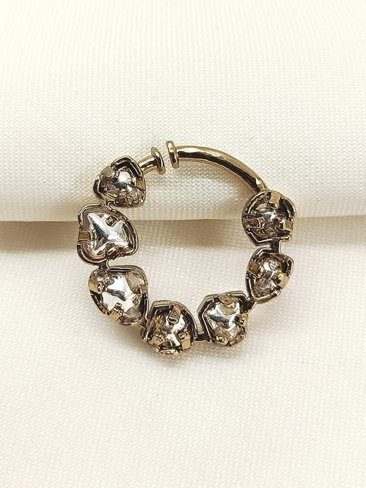 Pritaa White Antique Gold Kundan Bridal Nath