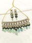 Bushra Mint Green Rhodium Plated Victorian Necklace Set