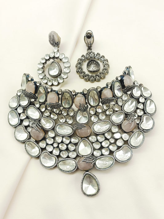 Sulakshna Grey Victorian Necklace Set