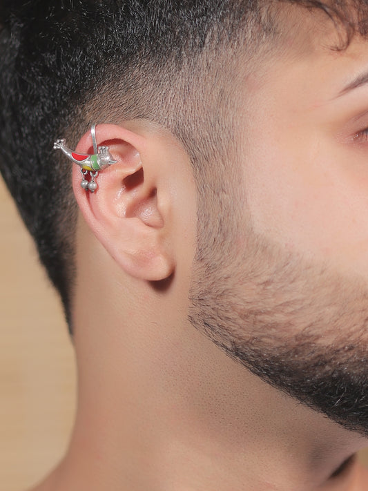 Tahir Multi Colour German Silver Bird Men's Earcuff