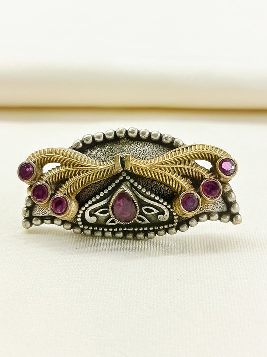 Damodara Ruby Oxidized Finger Ring