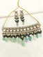 Bushra Mint Green Rhodium Plated Victorian Necklace Set