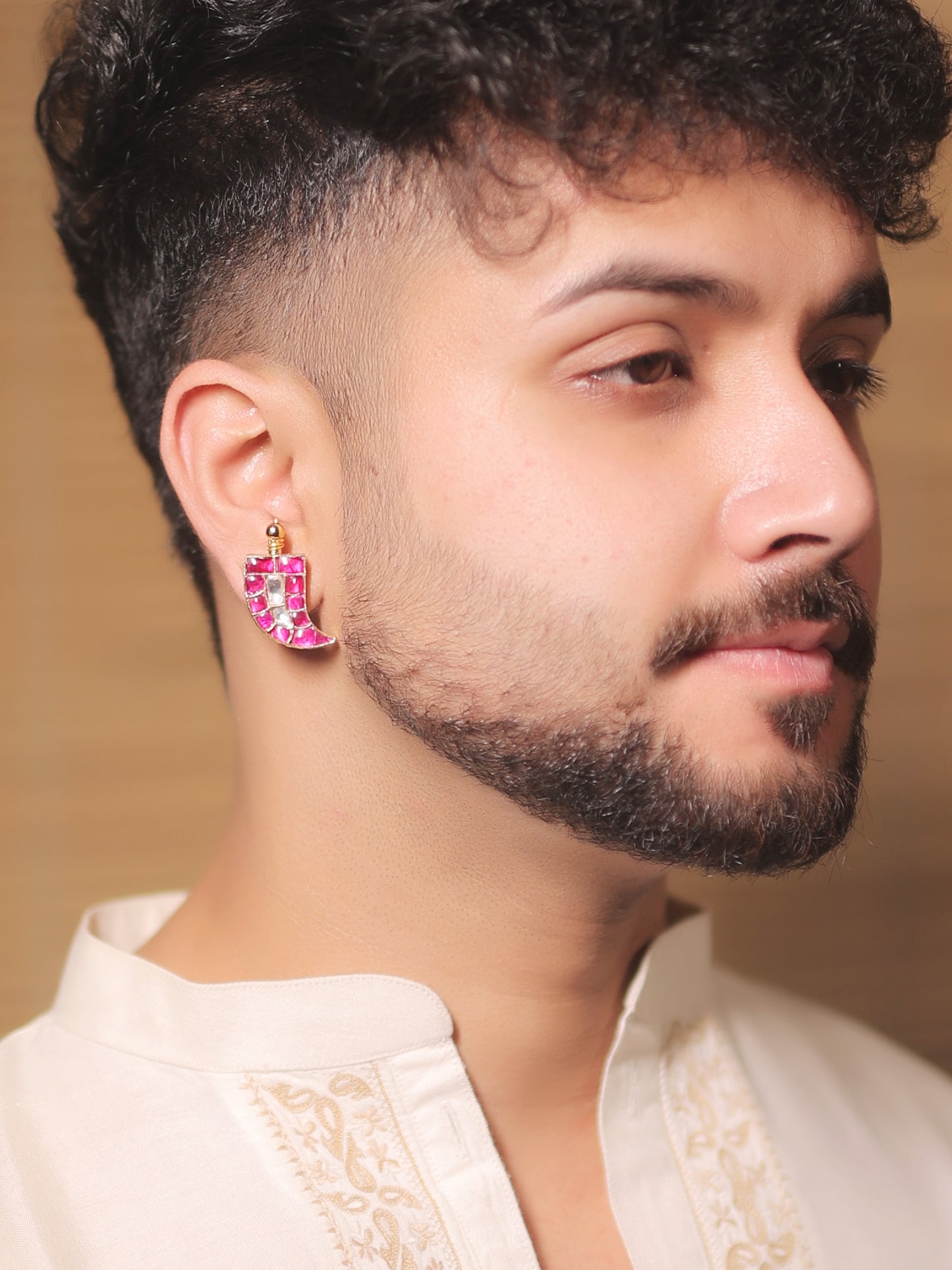 Aaloka Ruby Men's Earring