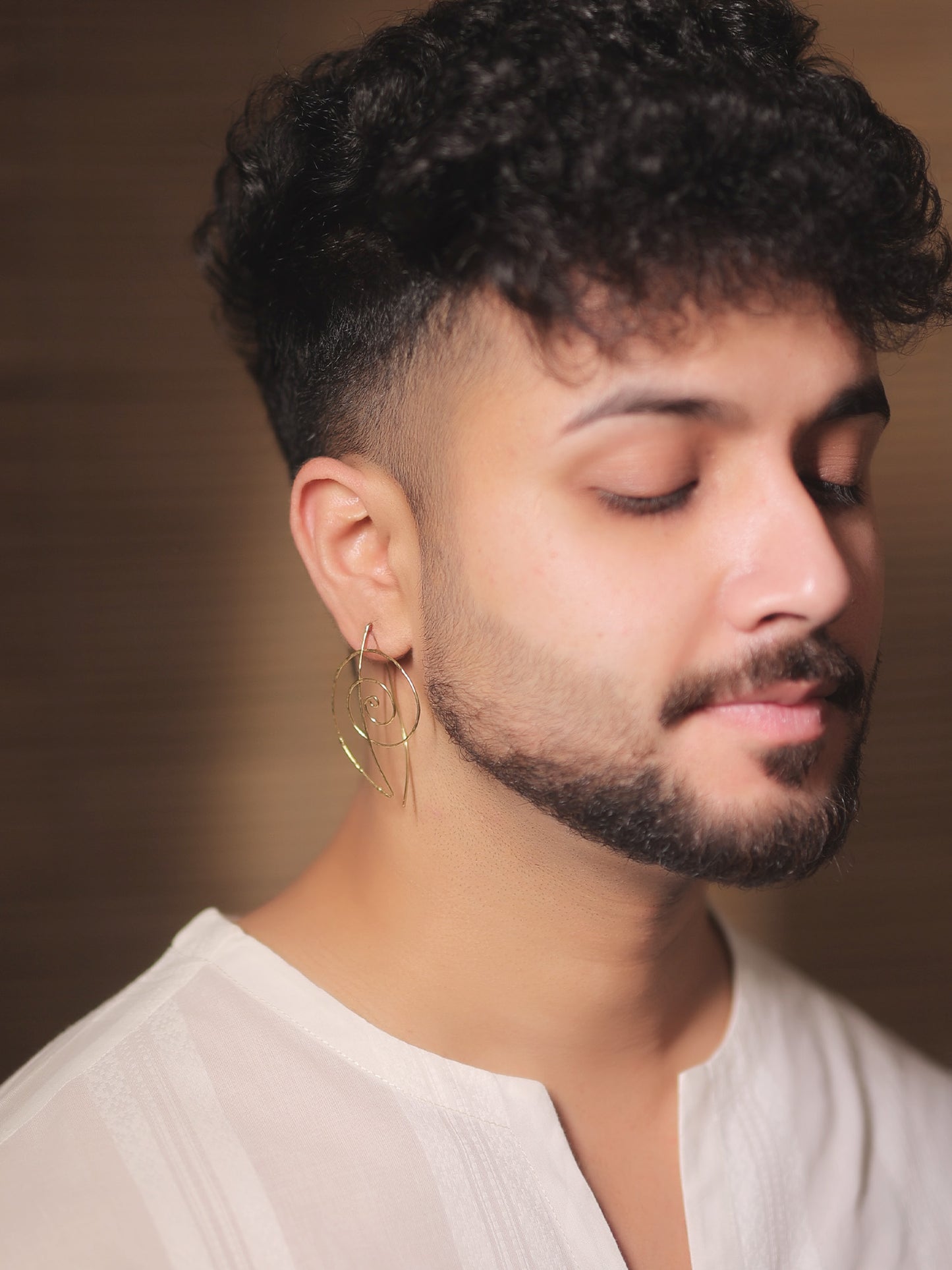 Nimare Golden Men's Earrings