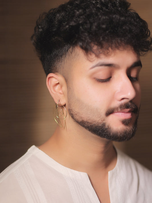 Nimare Golden Men's Earrings