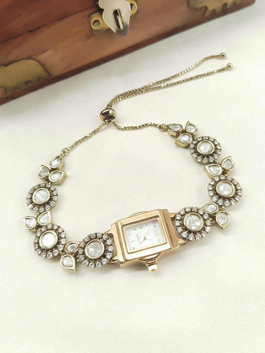 Nazla's Polki AD Stone Watch