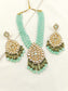 Afraah Mint Green Stone Gold Plated Pachi Kundan Pendant Set