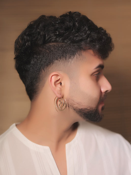 Navdha Golden Men's Earrings
