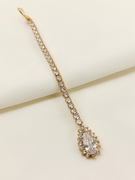 Aavya White American Diamond Maangtikka