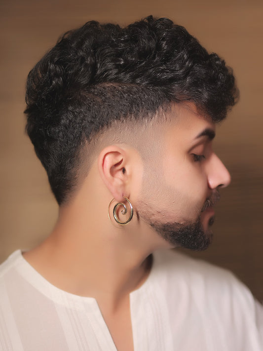 Riz Golden Men's Earrings