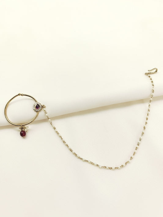 Rachna Maroon Kundan Nath