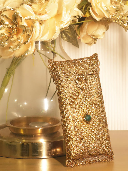 Saanvika Golden Mobile Pouch