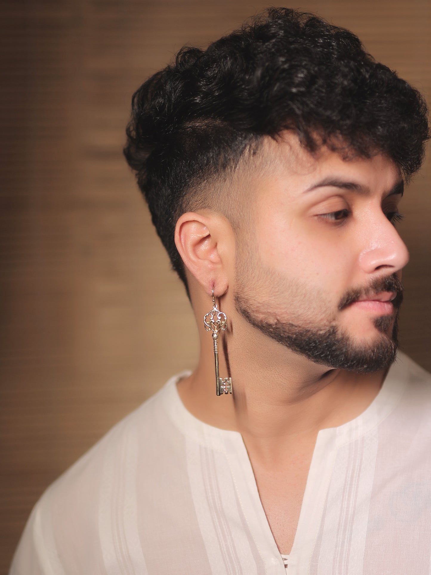 Suraiy Golden Men's Earrings