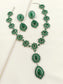 Aatifa Green Emerald And American Diamond Necklace Set With Beautiful Finger Ring