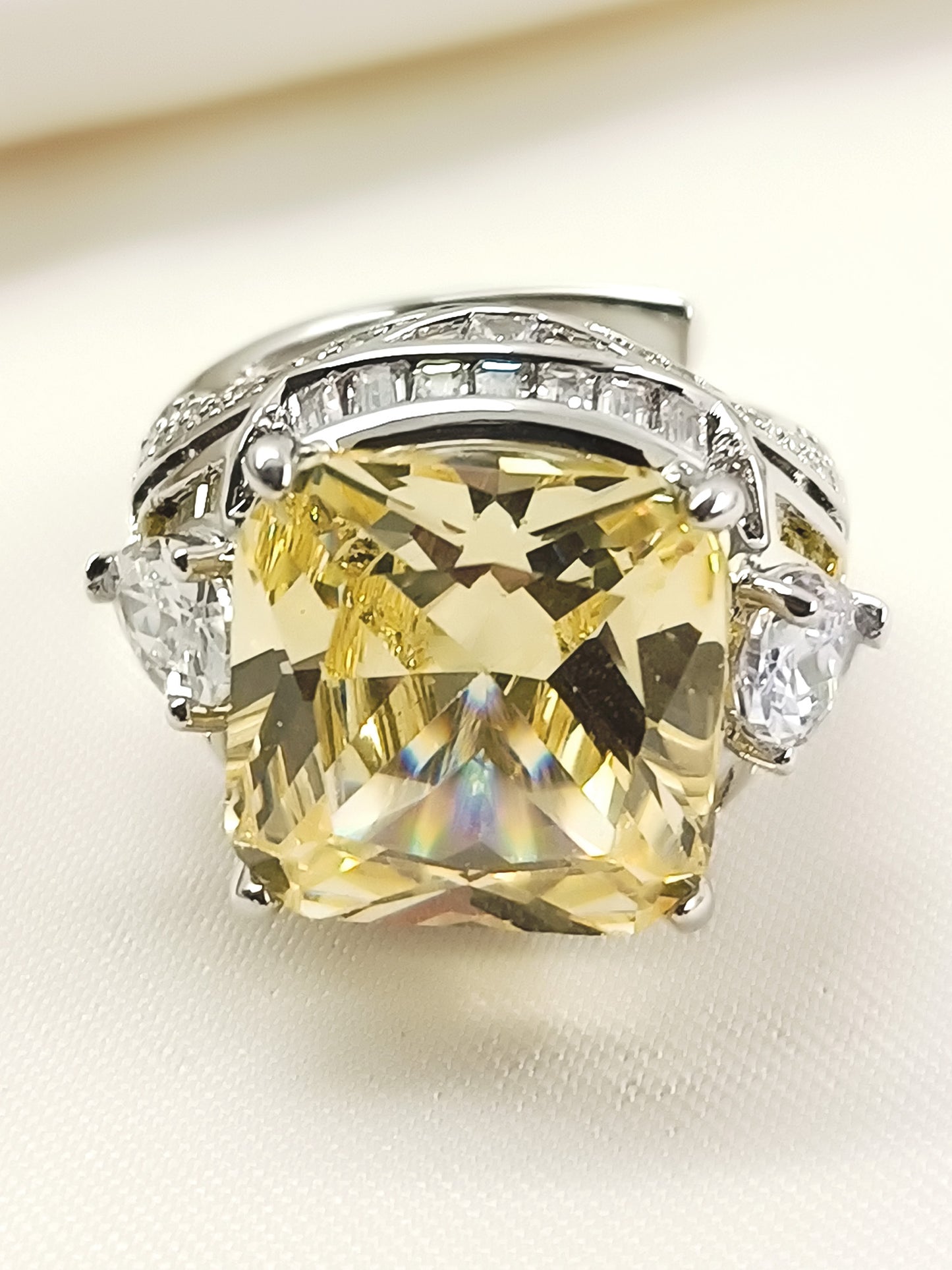 Raima Yellow American Diamond Finger Ring
