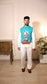 Panshul Garba Turquoise Swag Jacket Set.