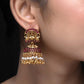 Megha Rose Pink Stone Gold Plated Antique Temple Jhumki