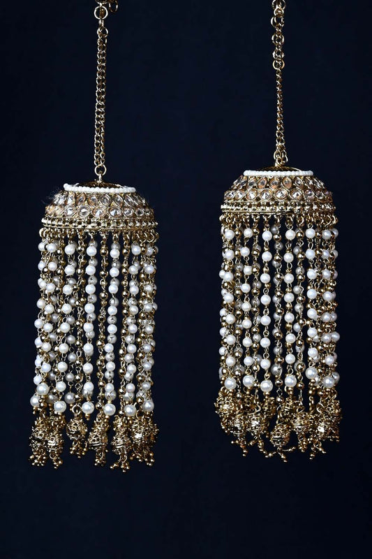 Aparna Copper Polki Gold Plated Pearl Hanging Kalire