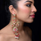 Pragti Long Kundan Earrings With Pink Stone
