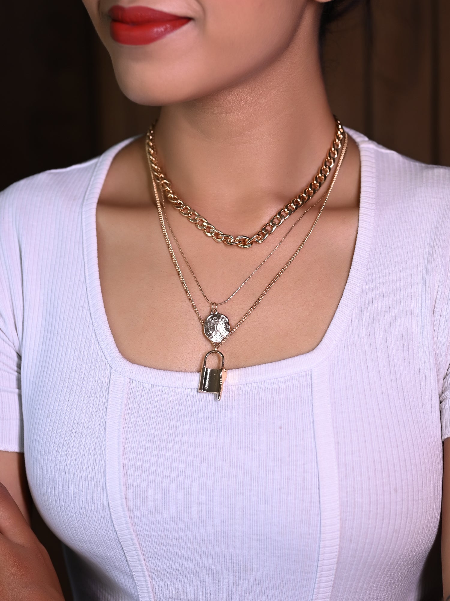 Lock Enc Keychain Jannie Lock and key neckpiece Western Chain – AG'S