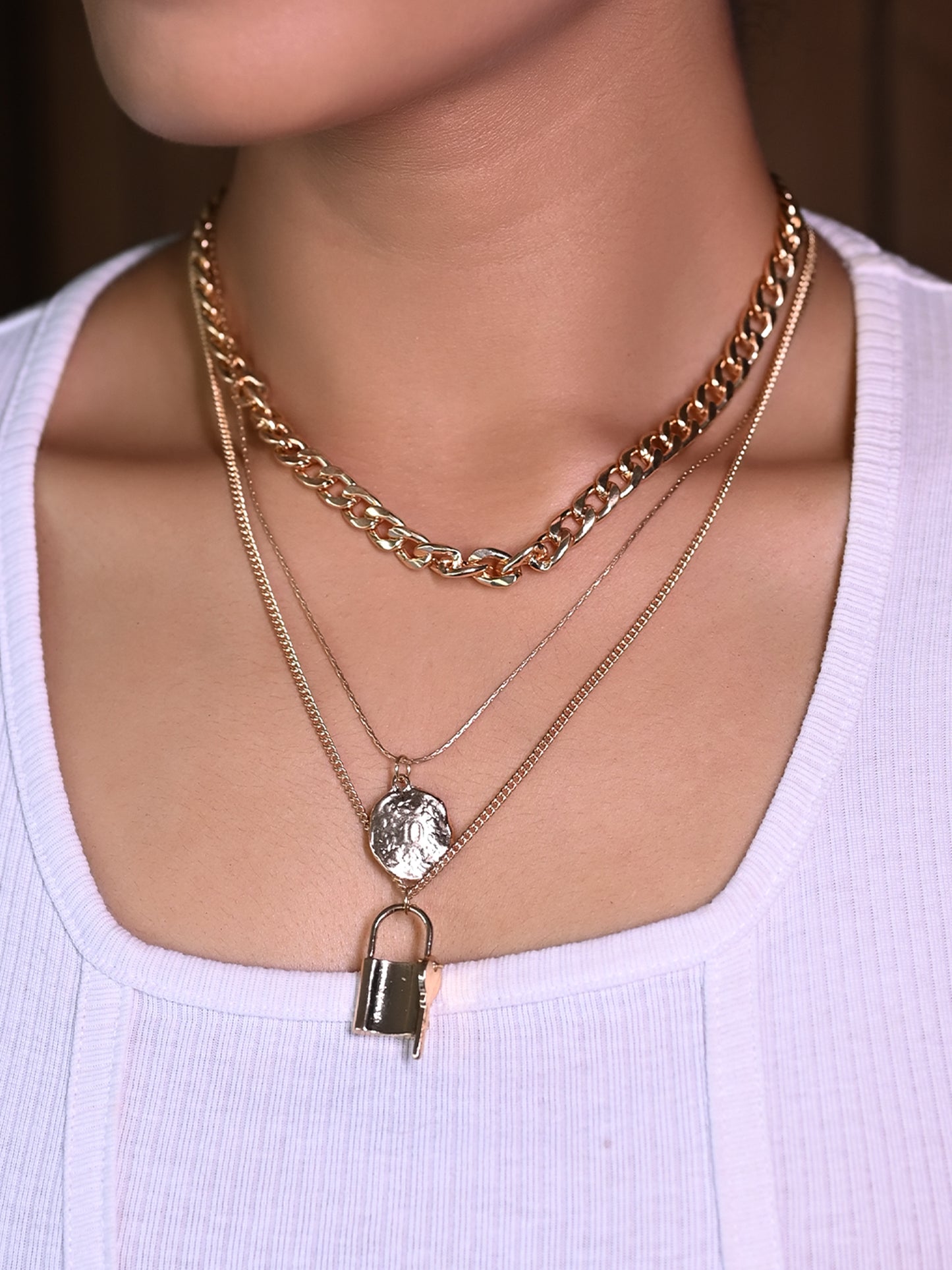 Lock Enc Keychain Jannie Lock and key neckpiece Western Chain – AG'S
