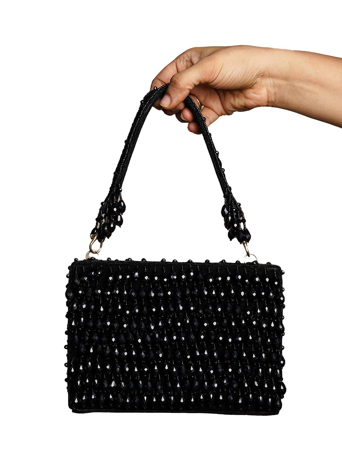 Parineeta Velvet Black Beaded Evening Clutch