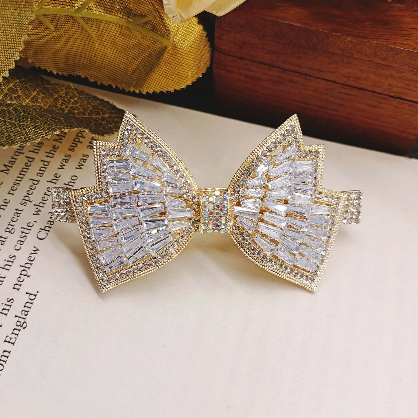 Rupali Butterfly Hair Clips American Diamond Gold Plated Clip