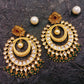 Manju Rose Pink & Green Gold Plated Kundan Earrings