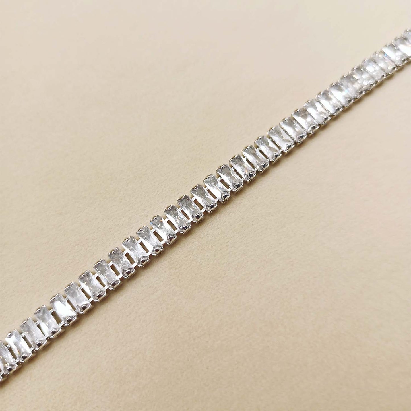 Taruni American Diamonds Silver Plated Flexible Bracelet